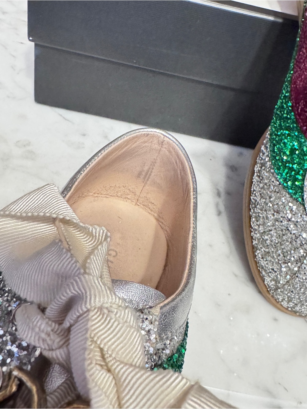 Gucci Crystal Red & Green Laceup Shoes - Picture 5 of 8